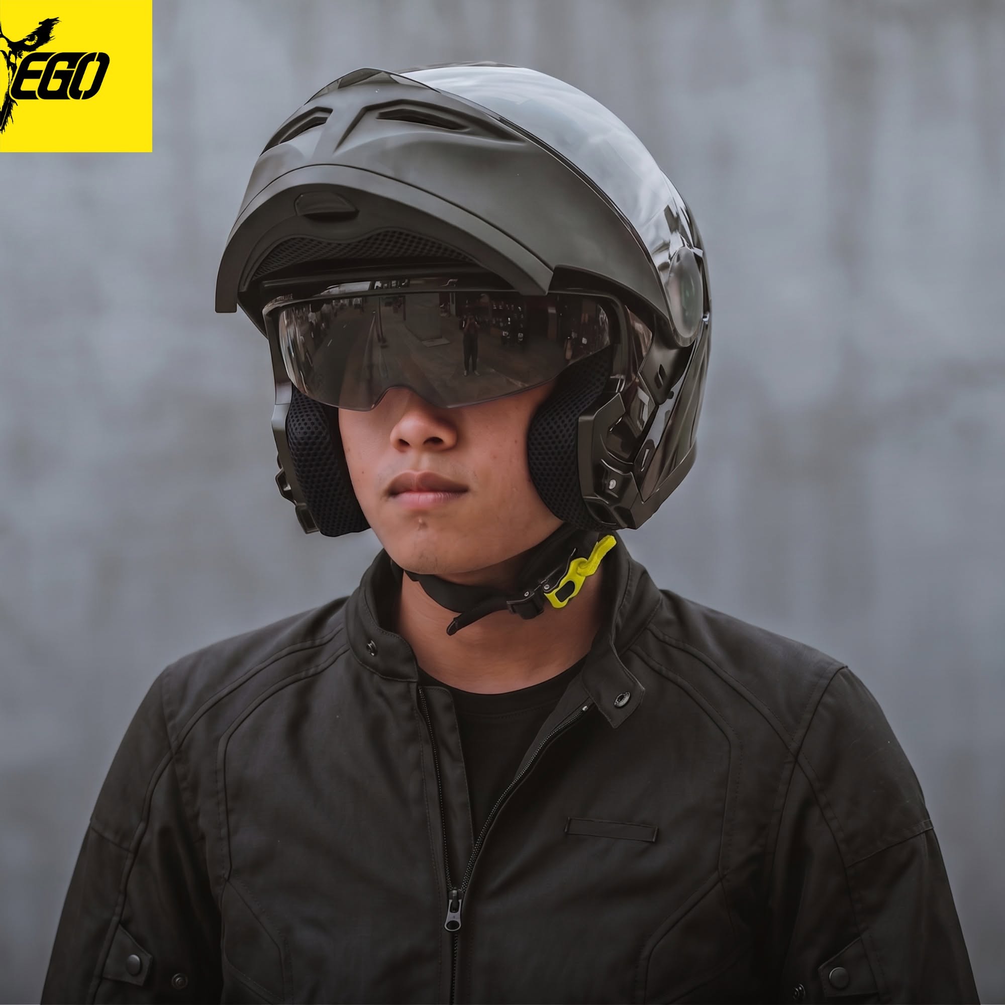 Nón lật hàm EGO E9 đen bóng - Ảnh 4