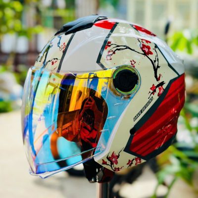 Mũ 3/4 2 kính Royal 668 hoa đào - Ảnh 2