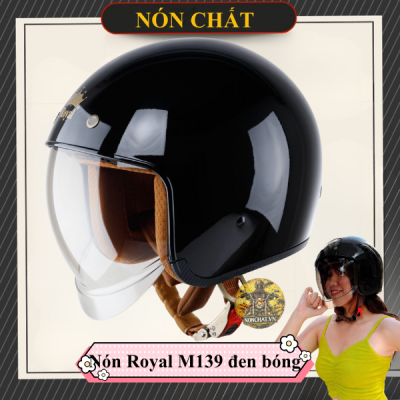Nón Royal M139 đen bóng