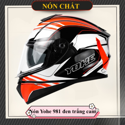 Nón Yohe 981 trắng đen cam