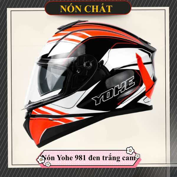 Nón Yohe 981 trắng đen cam