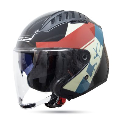 Mũ LS2 OF600 Rise Gloss Black Red Blue - Ảnh 2