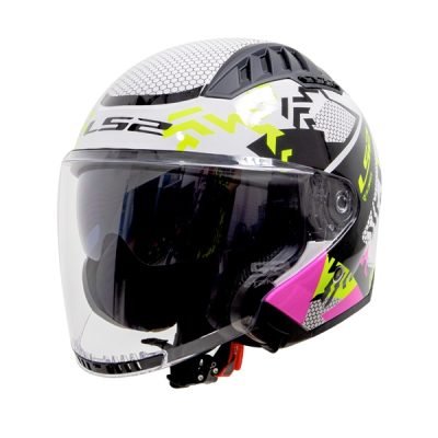 Mũ LS2 OF600 Triplex Gloss Black Pink Yellow - Ảnh 2