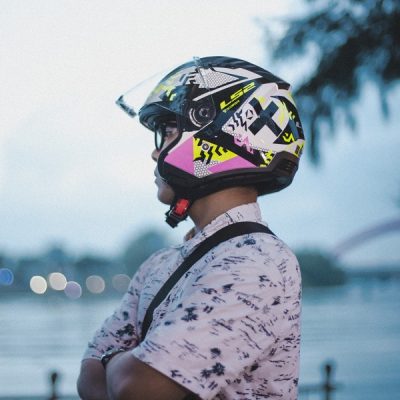 Mũ LS2 OF600 Triplex Gloss Black Pink Yellow - Ảnh 3