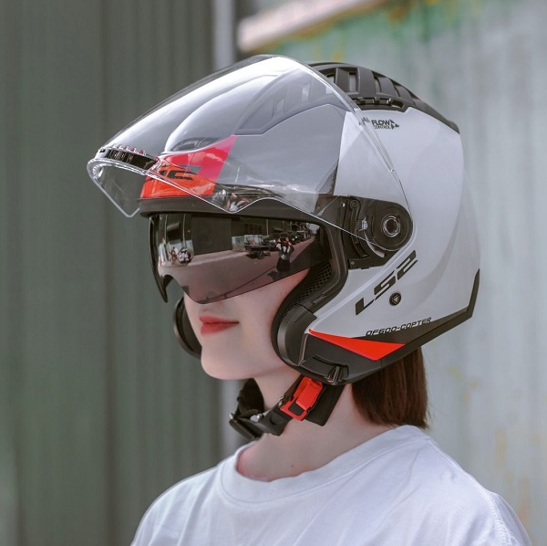 Nón Ls2 OF600 Gloss White Red - Ảnh 3