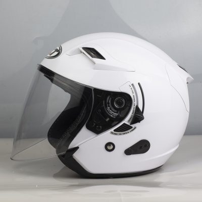 Nón 3/4 2 Kính KLT Trắng Bóng - Ảnh 2