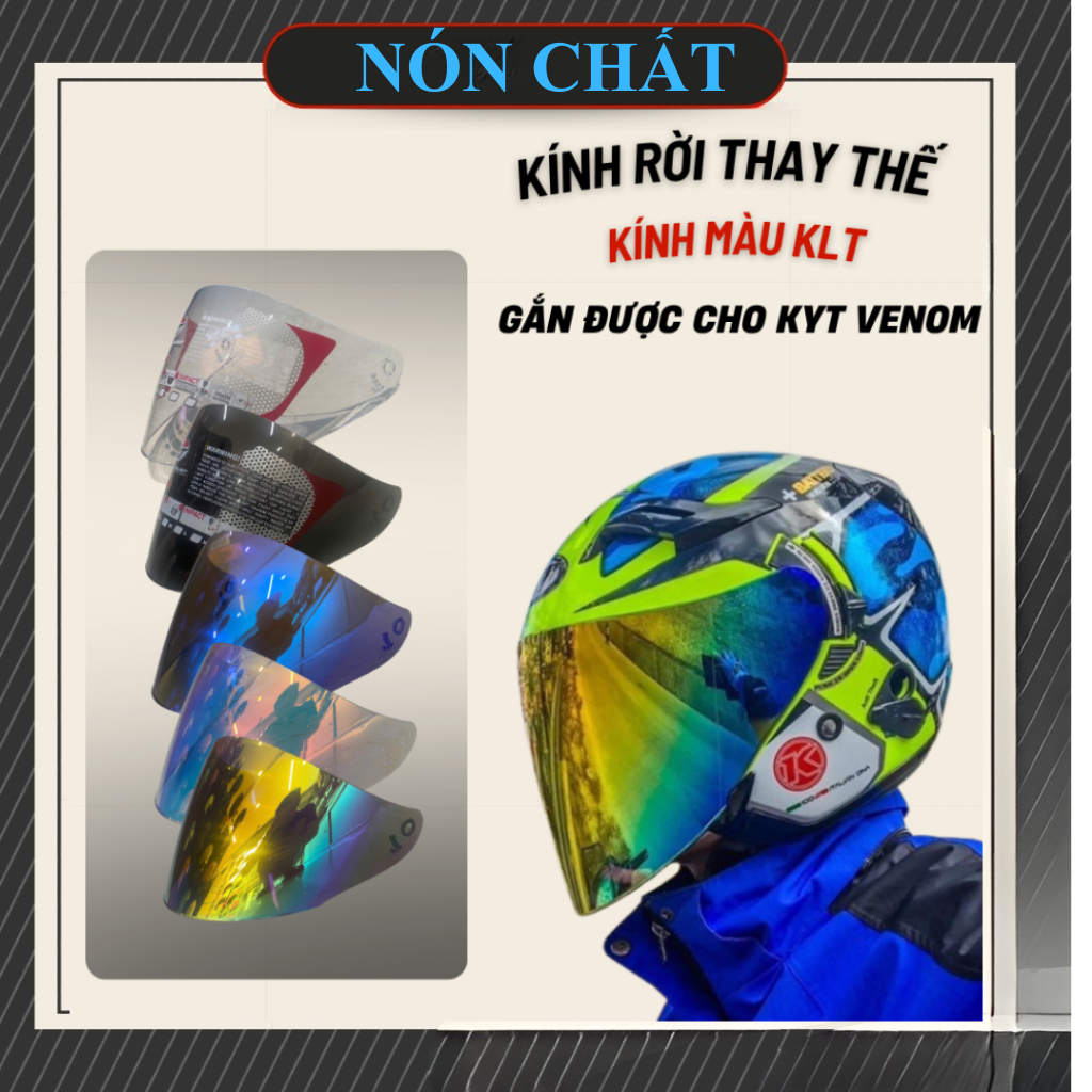 Kính thay thế cho nón 3/4 KYT venom, nón 3/4 KLT