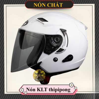 Nón 3/4 2 Kính KLT Trắng Bóng