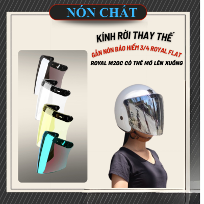 Kính Flat dài gắn nón bảo hiểm 1/2 có 3 nút bấm, nón 3/4 có 3 nút bấm