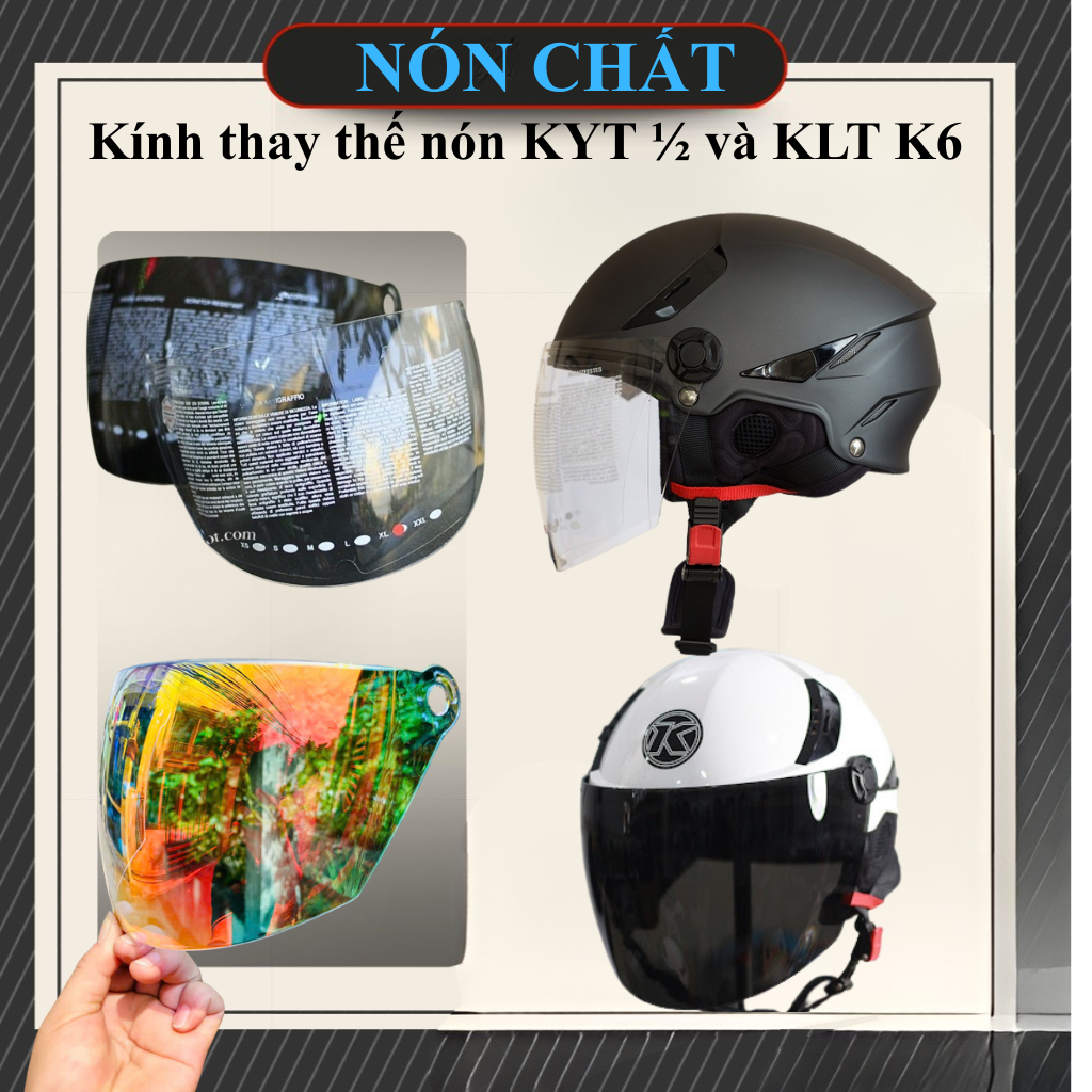 Kính rời thay thế nón bảo hiểm KYT 1/2 Tiger Jet và KLT K6