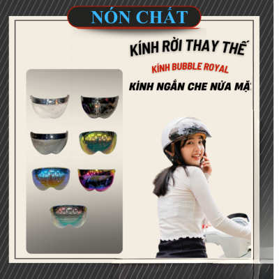 Kính ngắn gắn nón bảo hiểm có 3 nút bấm, nón sơn, nón 1/2 có 3 nút bấm, nón 3/4 có 3 nút bấm