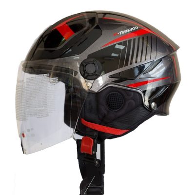 Nón 1/2 KYT Tiger Đỏ Xám Đen - Ảnh 2