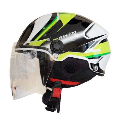 Nón 1/2 KYT Tiger Jet Trắng Xanh Đen - Ảnh 2