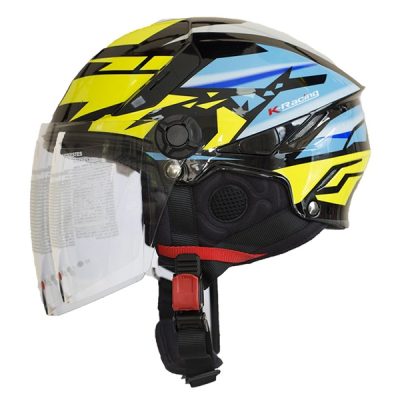 Nón 1/2 KYT Tiger Jet Vàng Xanh Dương - Ảnh 2
