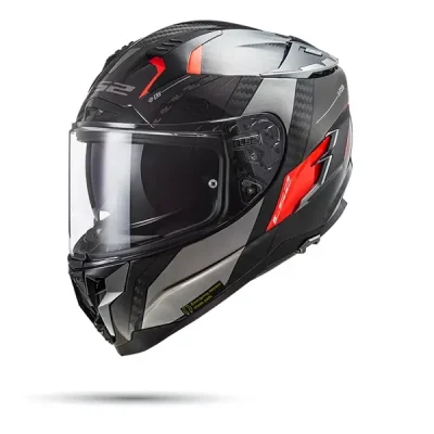 Nón Ls2 FF327 Carbon Đen Trắng Đỏ - Ảnh 2