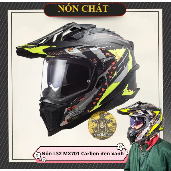 Nón LS2 MX701 Cào Cào Carbon Extend Gloss H-V Yellow
