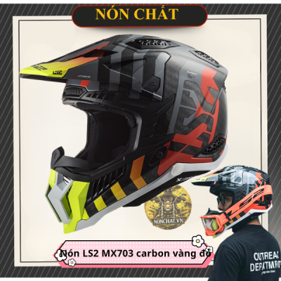 Nón LS2 MX703 Cào Cào Carbon Barrier H-V Yellow Red