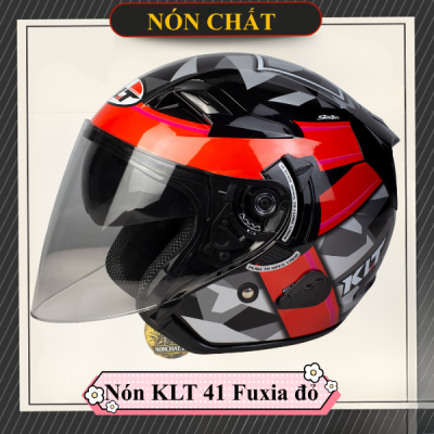 Mũ 3/4 2 Kính KLT Fuxia Đỏ