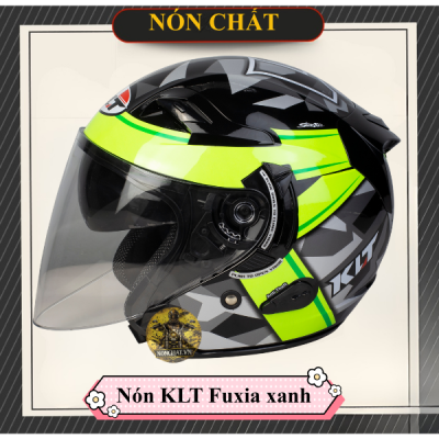Mũ 3/4 2 Kính KLT Fuxia Xanh Lá