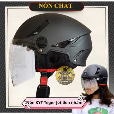 Nón 1/2 KYT Tiger Jet Đen Nhám