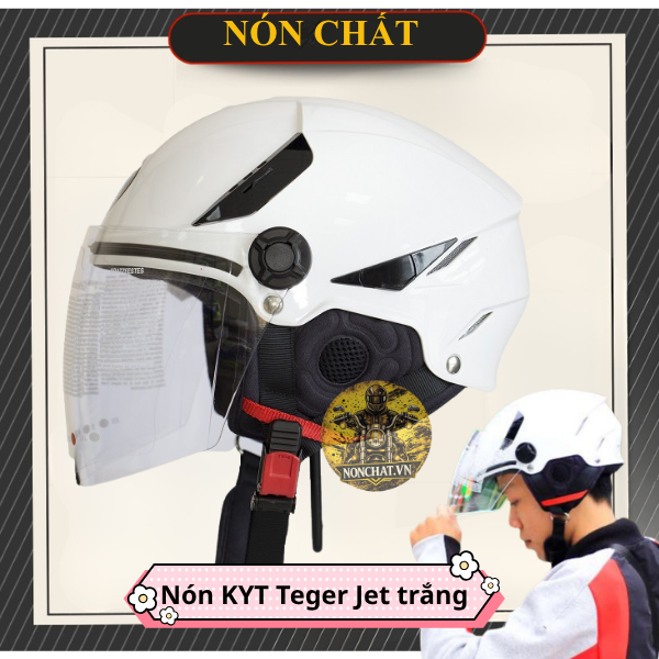 Nón 1/2 KYT Tiger Jet Trắng