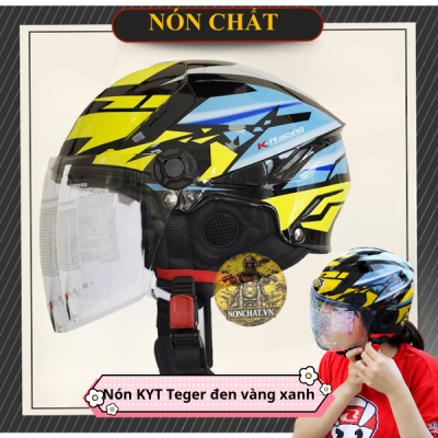 Nón 1/2 KYT Tiger Jet Vàng Xanh Dương