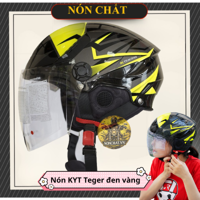 Nón 1/2 KYT Tiger Jet Vàng Xám