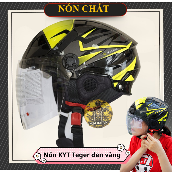 Nón 1/2 KYT Tiger Jet Vàng Xám