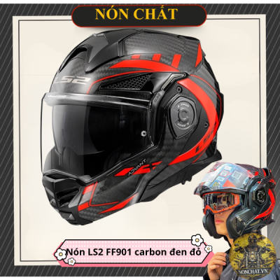 Nón LS2 FF901 carbon đen gạch đỏ