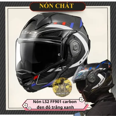 Nón LS2 FF901 Carbon đen đỏ trắng xanh dương