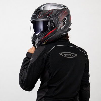 Nón LS2 FF327 Carbon Đen Đỏ - Ảnh 3