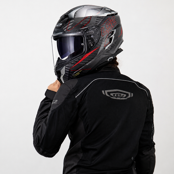 Nón LS2 FF327 Carbon Đen Đỏ - Ảnh 3