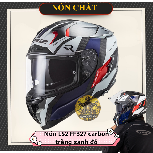 Nón LS2 FF327 Carbon Đen Trắng Xanh