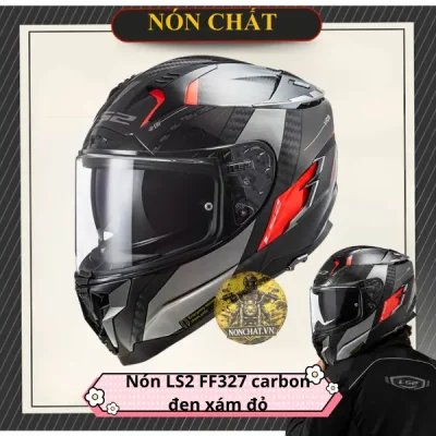 Nón Ls2 FF327 Carbon Đen Trắng Đỏ