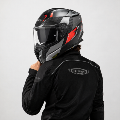 Nón LS2 FF327 Carbon Đen Trắng Xanh - Ảnh 3