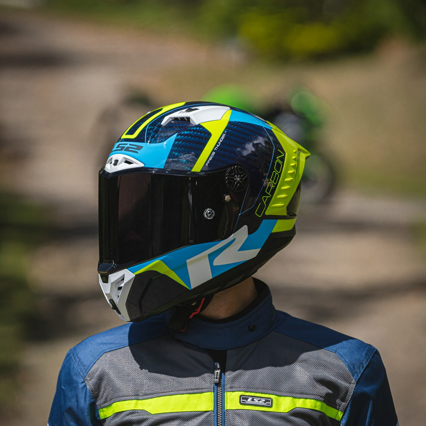 Nón Ls2 FF805 CRacing1 Gl.blue H-V Yellow - Ảnh 3