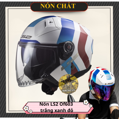 Nón Ls2 OF603 Special White Blue Red