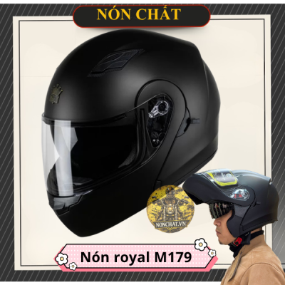 Nón Royal M179 Lật Hàm đen nhám