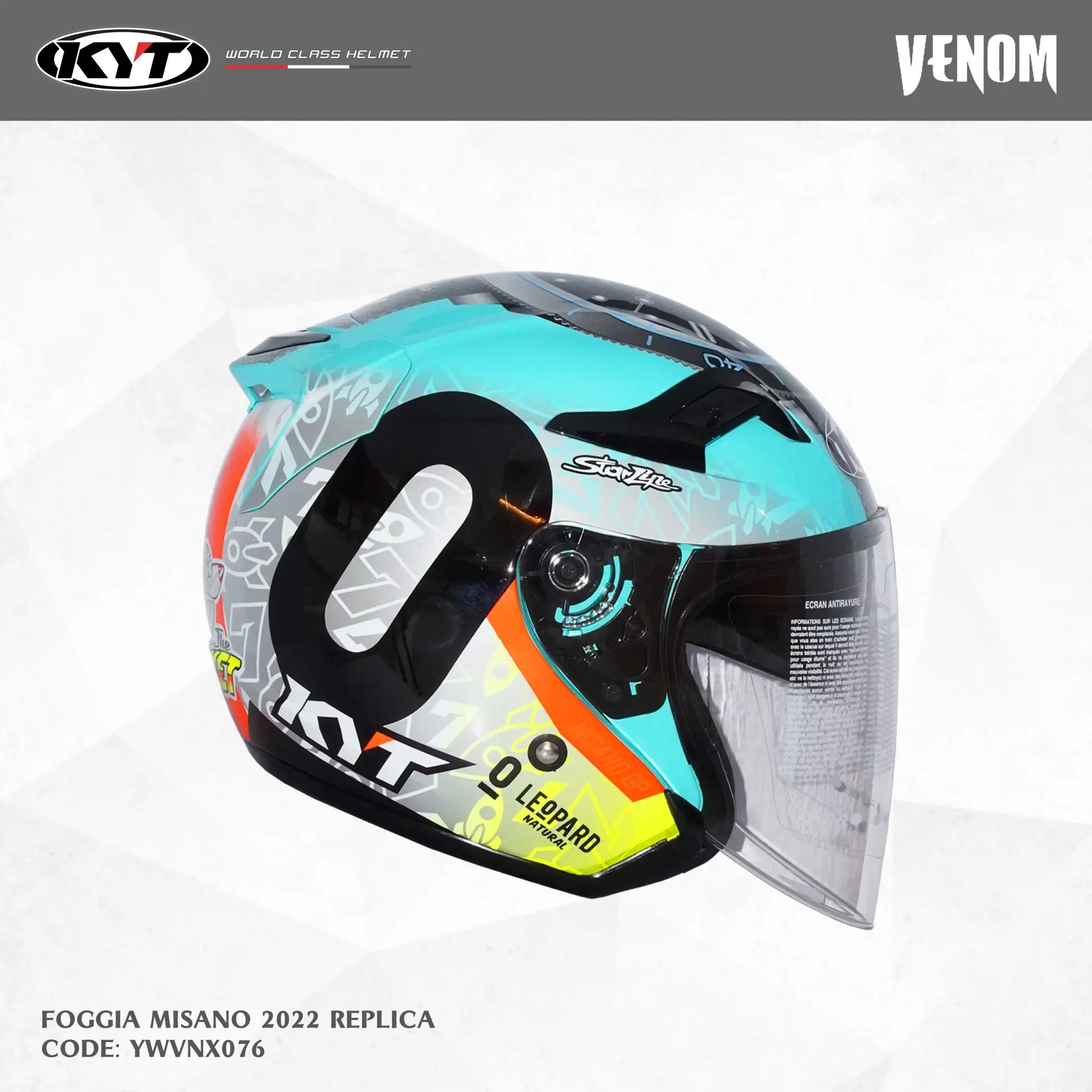 Nón KYT Venom Leopad đồng hồ - Ảnh 2