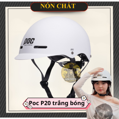 Nón Poc P20 Trắng Chữ Đen