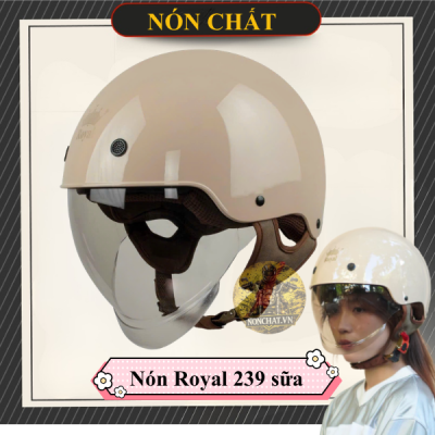 Nón 1/2 Royal 239 Kính Âm Trắng Sữa