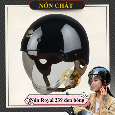 Nón 1/2 Royal 239 Kính Âm Đen Bóng