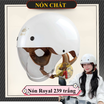 Nón 1/2 Royal 239 Kính Âm Trắng