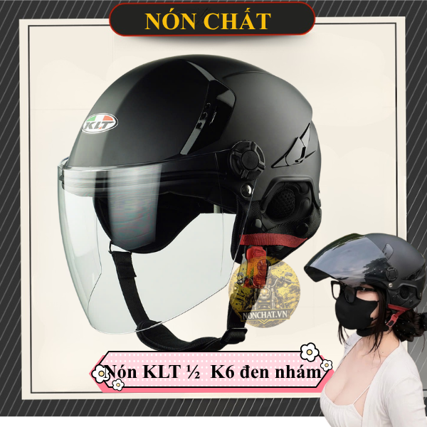 Nón Bảo Hiểm KLT 1/2 K6 Đen Nhám