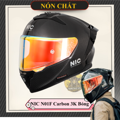 Nón Fullface NIC N01-F Full Carbon 3k Bóng