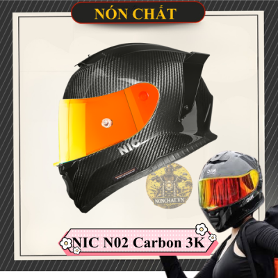 Nón Fullface NIC N02 Carbon 3K Bóng