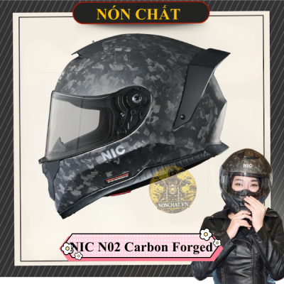 Nón Fullface NIC N02 Carbon forged Nhám
