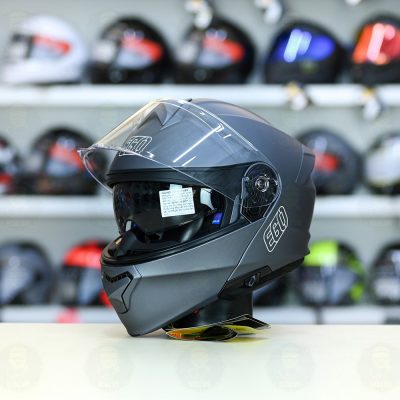 Nón Fullface 2 Kính Lật Hàm Ego E91 Xám Titan - Ảnh 3