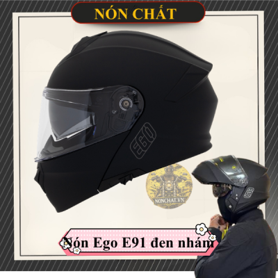 Nón Fullface 2 Kính Lật Hàm Ego E91 Đen Nhám