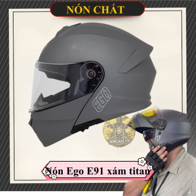 Nón Fullface 2 Kính Lật Hàm Ego E91 Xám Titan